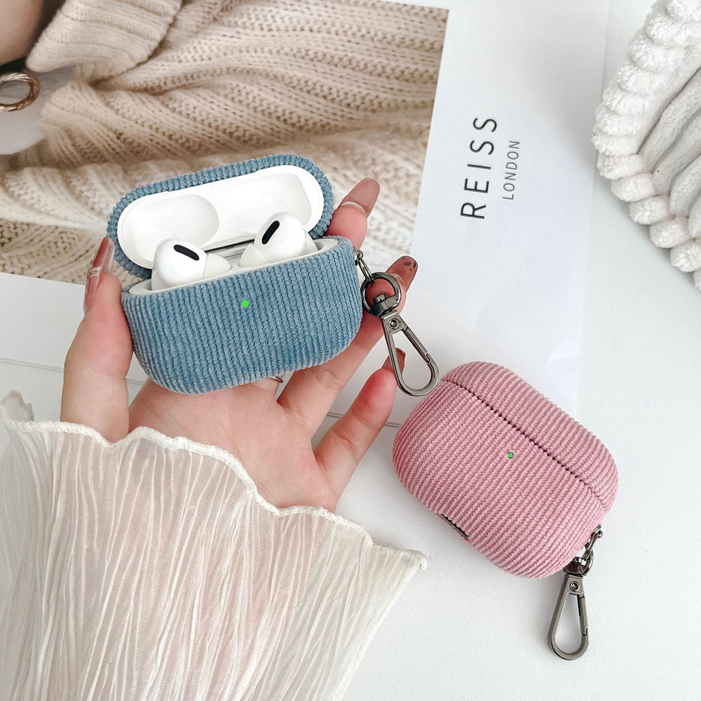 Corduroy Apple Wireless Earphone Case Suitable for Airpods Pro2 Pure Ribbon Buckle Earphone Protective Cover